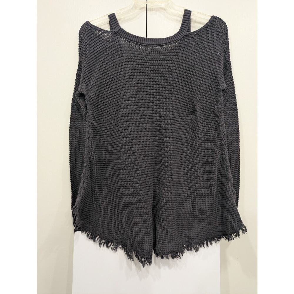 Free People Charcoal Grunge Oversized High Low Sweater Small - Picture 3 of 12